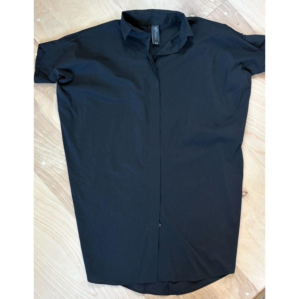 Zero + Maria Cornejo Shirt Dress Button Up Minimalist Avant Garde Size 2 Black - Picture 2 of 7
